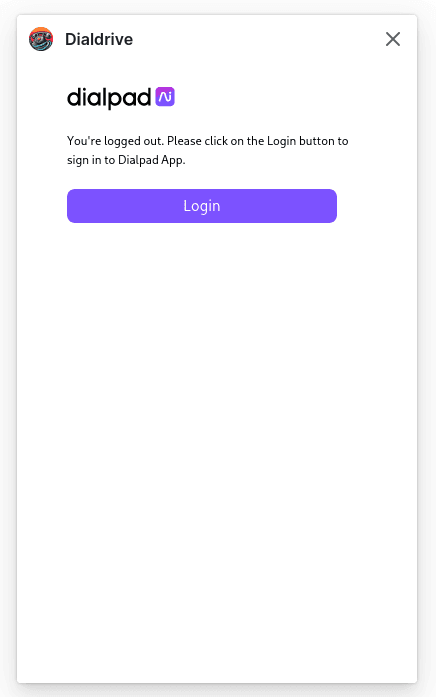 Click the "Login" button to connect your Dialpad account